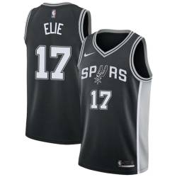 Black Mario Elie Twill Basketball Jersey -Spurs #17 Elie Twill Jerseys, FREE SHIPPING