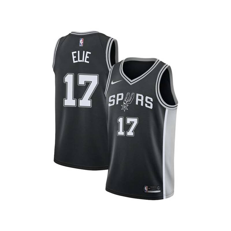 Black Mario Elie Twill Basketball Jersey -Spurs #17 Elie Twill Jerseys, FREE SHIPPING