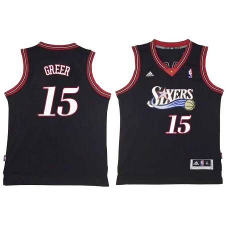 Black Throwback Hal Greer Twill Basketball Jersey -76ers #15 Greer Twill Jerseys, FREE SHIPPING