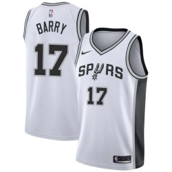 White Brent Barry Twill Basketball Jersey -Spurs #17 Barry Twill Jerseys, FREE SHIPPING