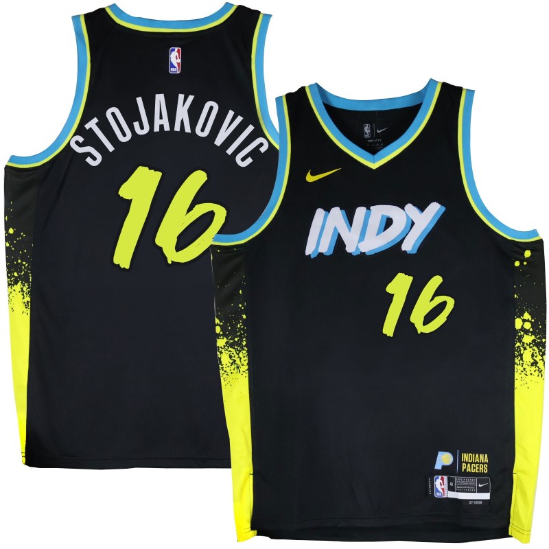 Pacers #16 Peja Stojaković 2023-24City_Black Jersey