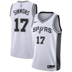 White Jonathon Simmons Twill Basketball Jersey -Spurs #17 Simmons Twill Jerseys, FREE SHIPPING