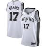 White Jonathon Simmons Twill Basketball Jersey -Spurs #17 Simmons Twill Jerseys, FREE SHIPPING