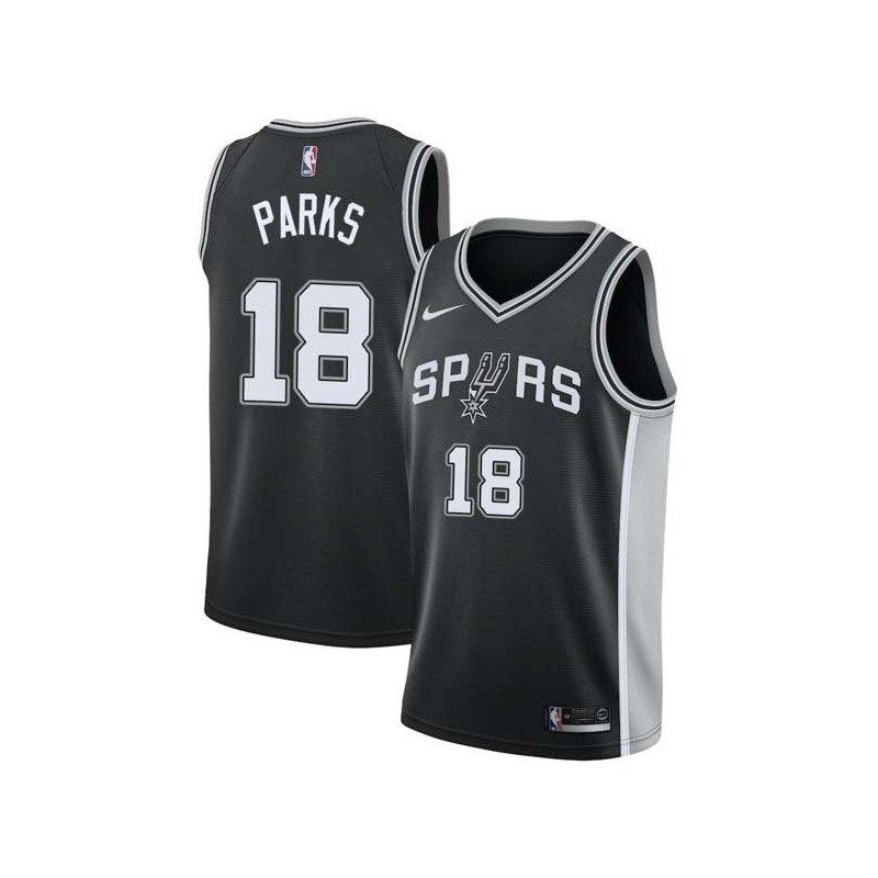 Black Cherokee Parks Twill Basketball Jersey -Spurs #18 Parks Twill Jerseys, FREE SHIPPING