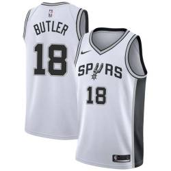 White Rasual Butler Twill Basketball Jersey -Spurs #18 Butler Twill Jerseys, FREE SHIPPING