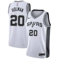 White Dennis Holman Twill Basketball Jersey -Spurs #20 Holman Twill Jerseys, FREE SHIPPING