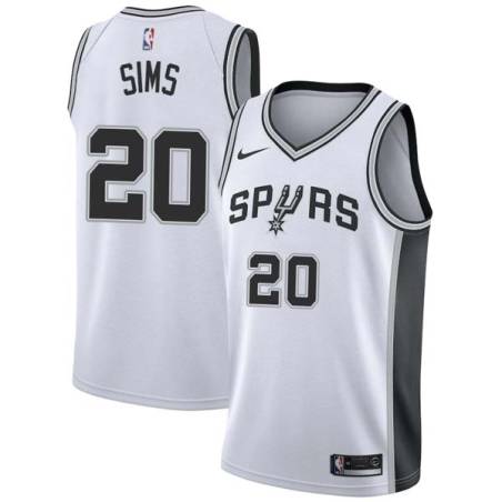 White Scott Sims Twill Basketball Jersey -Spurs #20 Sims Twill Jerseys, FREE SHIPPING