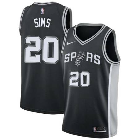 Black Scott Sims Twill Basketball Jersey -Spurs #20 Sims Twill Jerseys, FREE SHIPPING