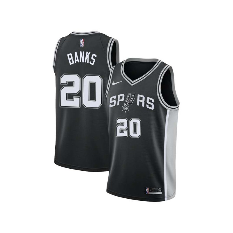 Black Gene Banks Twill Basketball Jersey -Spurs #20 Banks Twill Jerseys, FREE SHIPPING