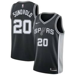 Black Jon Sundvold Twill Basketball Jersey -Spurs #20 Sundvold Twill Jerseys, FREE SHIPPING