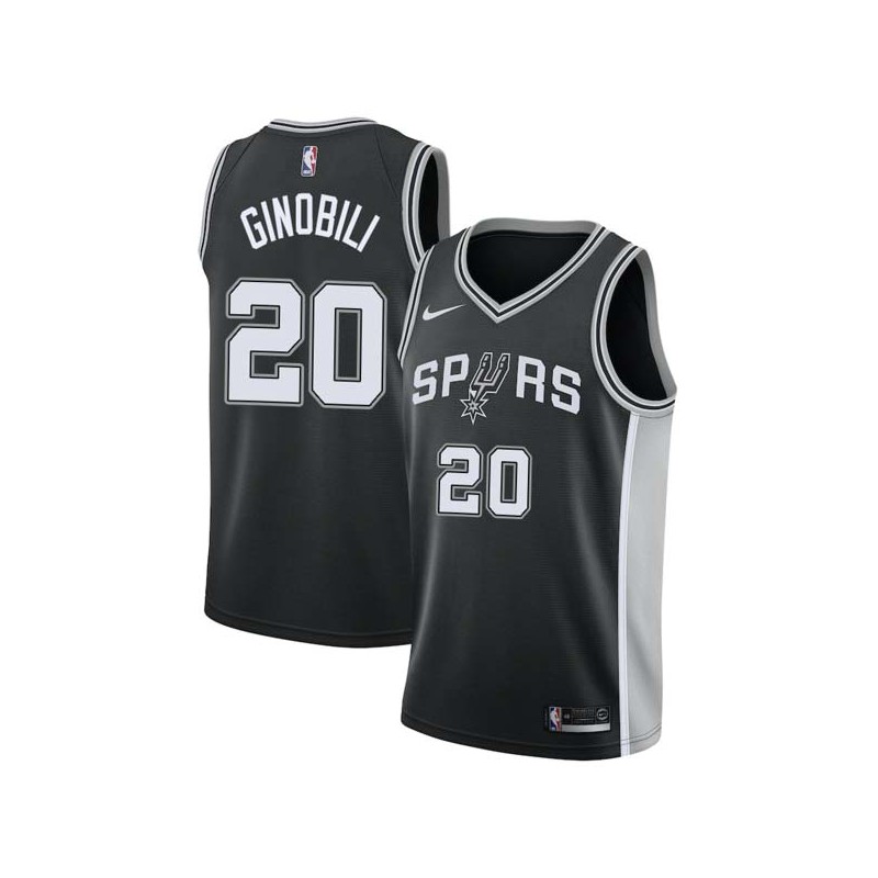 Black Manu Ginobili Twill Basketball Jersey -Spurs #20 Ginobili Twill Jerseys, FREE SHIPPING