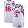 White Classic Red Rocha Twill Basketball Jersey -76ers #16 Rocha Twill Jerseys, FREE SHIPPING