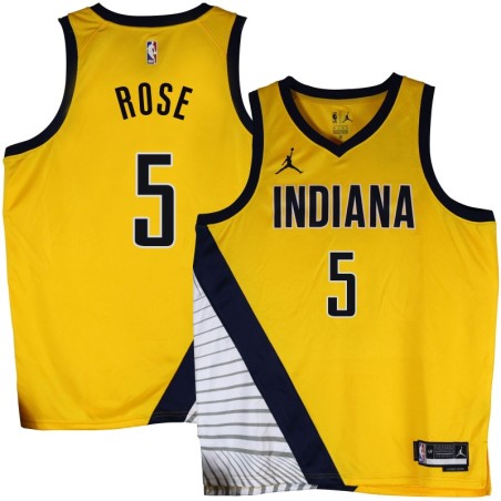 Pacers #5 Jalen Rose 2022-23Yellow Jersey