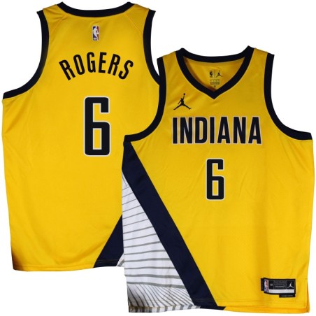 Pacers #6 Carlos Rogers 2022-23Yellow Jersey