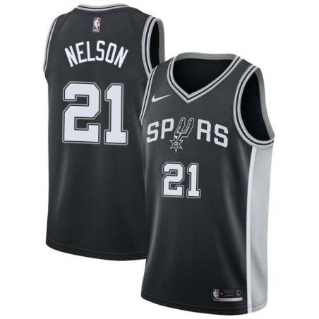 Black Louie Nelson Twill Basketball Jersey -Spurs #21 Nelson Twill Jerseys, FREE SHIPPING