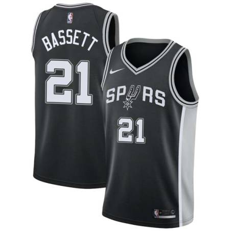 Black Tim Bassett Twill Basketball Jersey -Spurs #21 Bassett Twill Jerseys, FREE SHIPPING