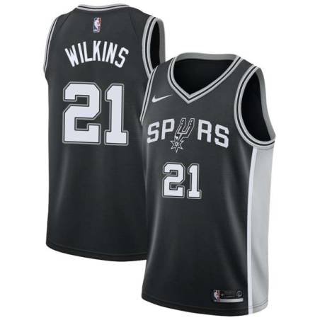 Black Dominique Wilkins Twill Basketball Jersey -Spurs #21 Wilkins Twill Jerseys, FREE SHIPPING