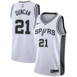 White Tim Duncan Twill Basketball Jersey -Spurs #21 Duncan Twill Jerseys, FREE SHIPPING