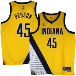 Pacers #45 Chuck Person 2022-23Yellow Jersey