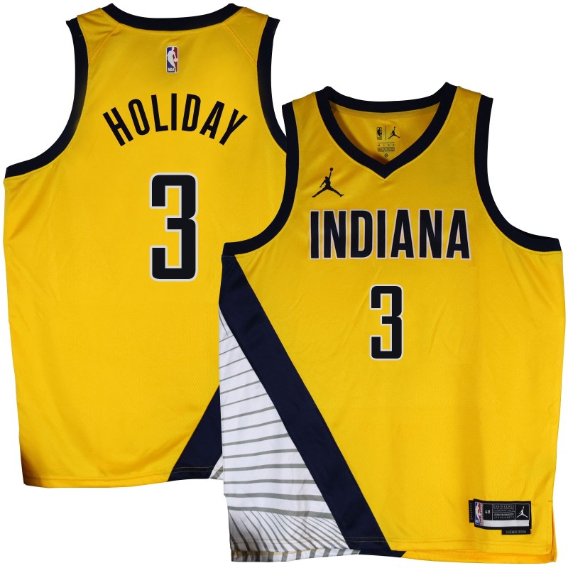 Pacers #3 Aaron Holiday 2022-23Yellow Jersey