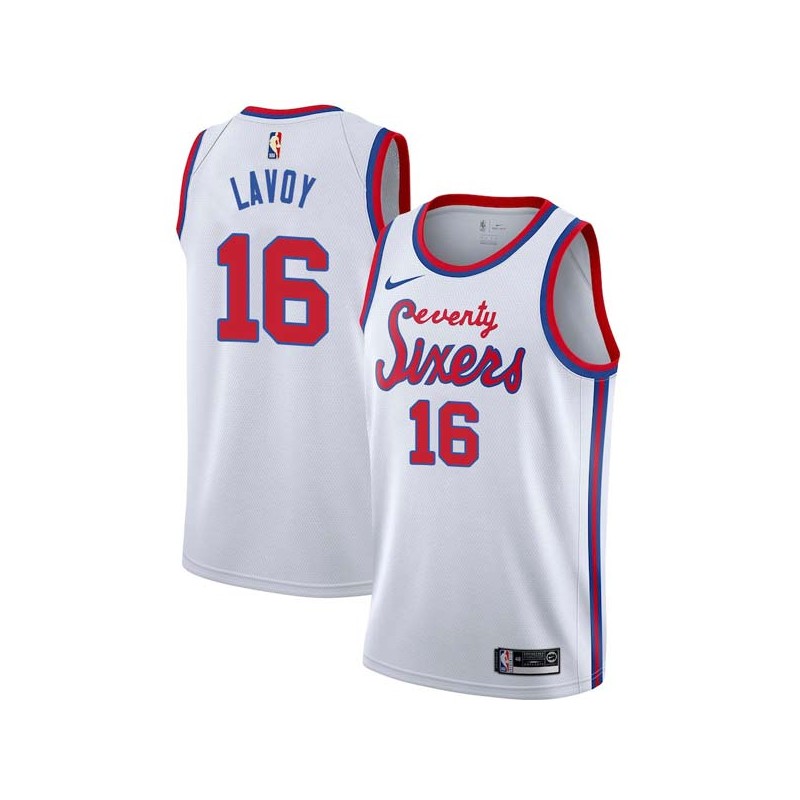 White Classic Bob Lavoy Twill Basketball Jersey -76ers #16 Lavoy Twill Jerseys, FREE SHIPPING