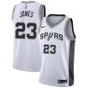 White Larry Jones Twill Basketball Jersey -Spurs #23 Jones Twill Jerseys, FREE SHIPPING