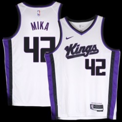 Kings #42 Eric Mika White2024 Jersey