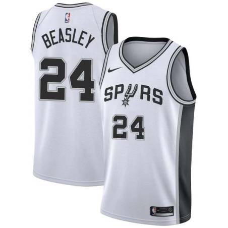 White Charles Beasley Twill Basketball Jersey -Spurs #24 Beasley Twill Jerseys, FREE SHIPPING