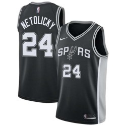 Black Bob Netolicky Twill Basketball Jersey -Spurs #24 Netolicky Twill Jerseys, FREE SHIPPING