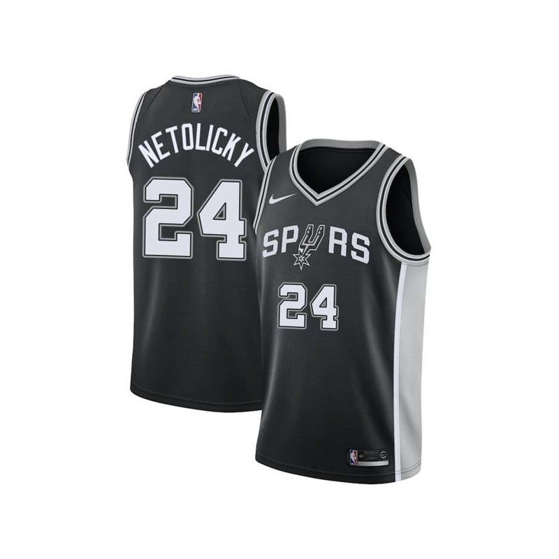 Black Bob Netolicky Twill Basketball Jersey -Spurs #24 Netolicky Twill Jerseys, FREE SHIPPING