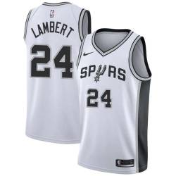 White John Lambert Twill Basketball Jersey -Spurs #24 Lambert Twill Jerseys, FREE SHIPPING