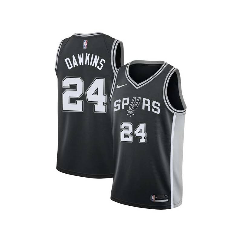 Black Johnny Dawkins Twill Basketball Jersey -Spurs #24 Dawkins Twill Jerseys, FREE SHIPPING