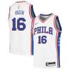 White Johnny Green Twill Basketball Jersey -76ers #16 Green Twill Jerseys, FREE SHIPPING