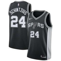 Black Dwayne Schintzius Twill Basketball Jersey -Spurs #24 Schintzius Twill Jerseys, FREE SHIPPING