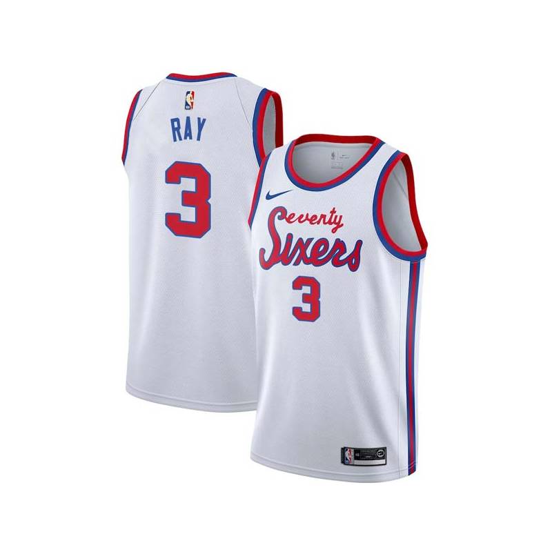 White Classic Jim Ray Twill Basketball Jersey -76ers #3 Ray Twill Jerseys, FREE SHIPPING