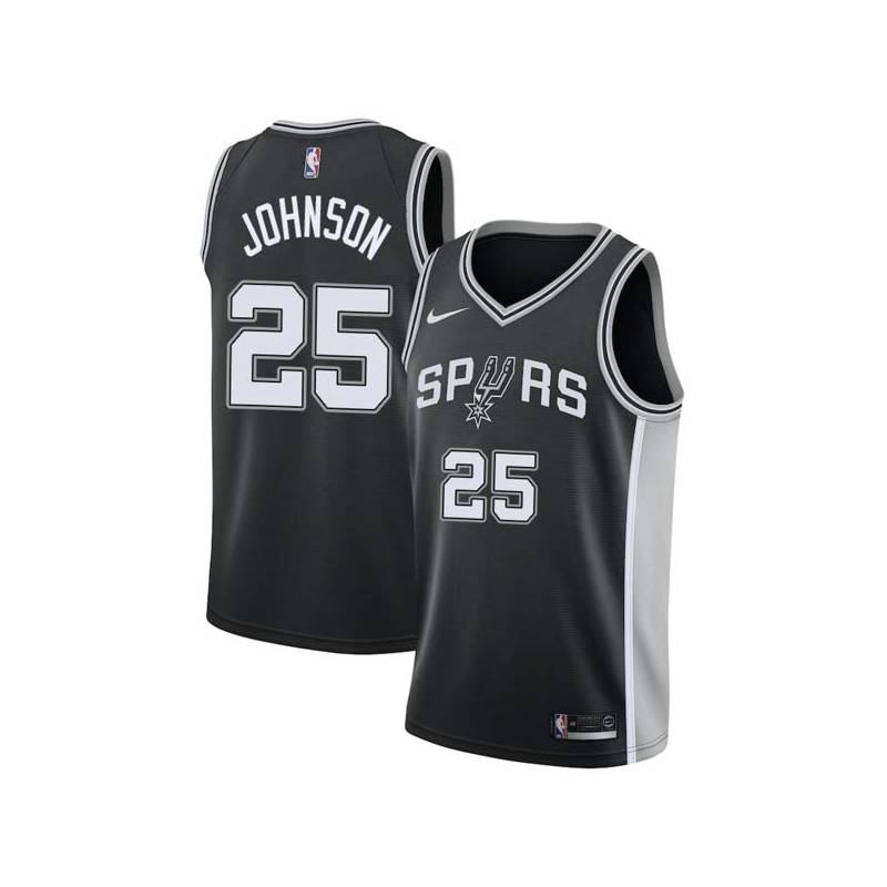 Black George Johnson Twill Basketball Jersey -Spurs #25 Johnson Twill Jerseys, FREE SHIPPING