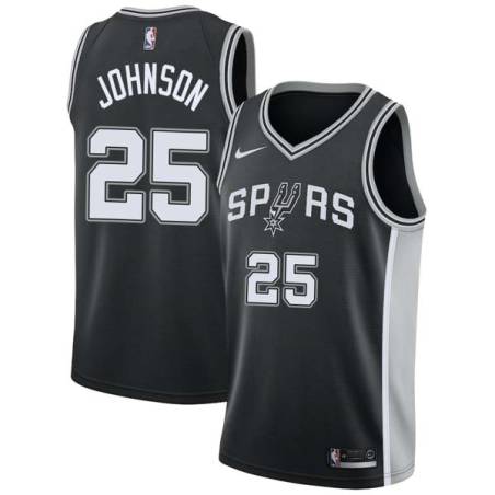 Black George Johnson Twill Basketball Jersey -Spurs #25 Johnson Twill Jerseys, FREE SHIPPING