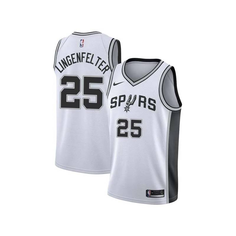 White Steve Lingenfelter Twill Basketball Jersey -Spurs #25 Lingenfelter Twill Jerseys, FREE SHIPPING