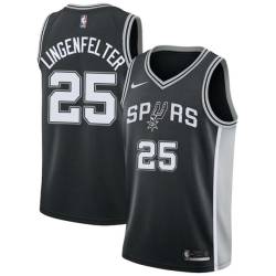 Black Steve Lingenfelter Twill Basketball Jersey -Spurs #25 Lingenfelter Twill Jerseys, FREE SHIPPING