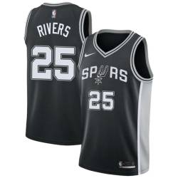 Black Doc Rivers Twill Basketball Jersey -Spurs #25 Rivers Twill Jerseys, FREE SHIPPING