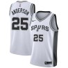 White James Anderson Twill Basketball Jersey -Spurs #25 Anderson Twill Jerseys, FREE SHIPPING