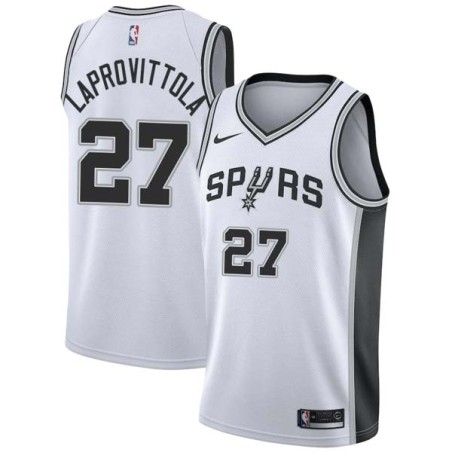 White Nicolas Laprovittola Twill Basketball Jersey -Spurs #27 Laprovittola Twill Jerseys, FREE SHIPPING