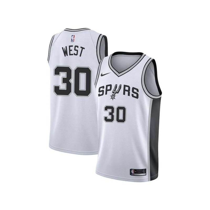 White David West Twill Basketball Jersey -Spurs #30 West Twill Jerseys, FREE SHIPPING