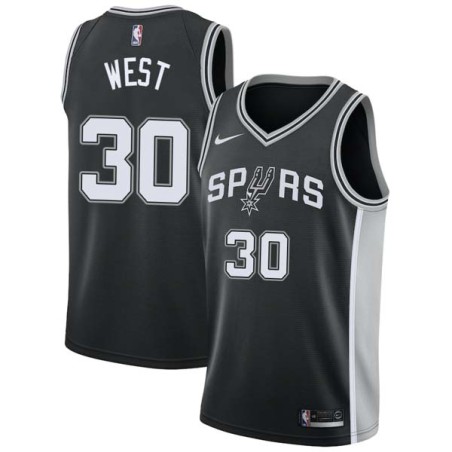Black David West Twill Basketball Jersey -Spurs #30 West Twill Jerseys, FREE SHIPPING