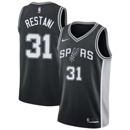 Black Kevin Restani Twill Basketball Jersey -Spurs #31 Restani Twill Jerseys, FREE SHIPPING
