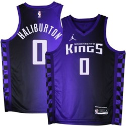 Kings #0 Tyrese Haliburton Purple Black Gradient Jersey