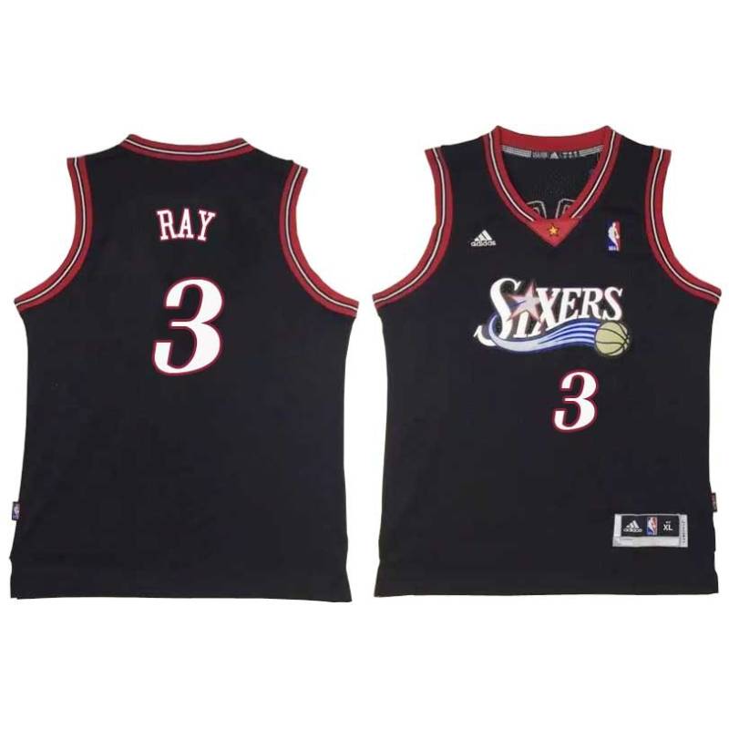 Black Throwback Jim Ray Twill Basketball Jersey -76ers #3 Ray Twill Jerseys, FREE SHIPPING