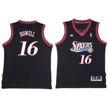 Black Throwback Bailey Howell Twill Basketball Jersey -76ers #16 Howell Twill Jerseys, FREE SHIPPING