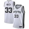 White Michael Wiley Twill Basketball Jersey -Spurs #33 Wiley Twill Jerseys, FREE SHIPPING