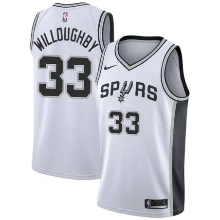 White Bill Willoughby Twill Basketball Jersey -Spurs #33 Willoughby Twill Jerseys, FREE SHIPPING